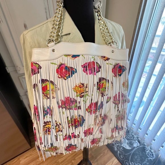 ANTHROPOLOGIE🌸BETSY JOHNSON Flower Fringe Leather Purse - Picture 2 of 7